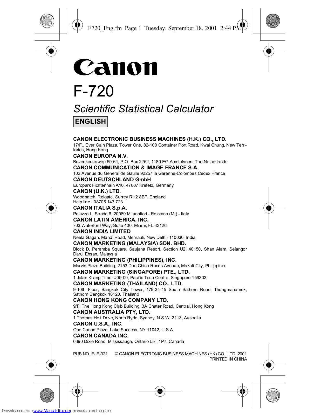 Canon F-720 User Manual