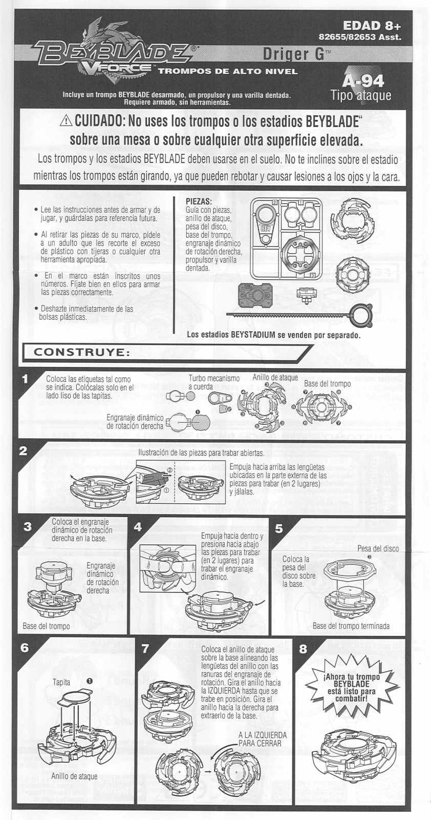 HASBRO Beyblade V Force Driger G User Manual