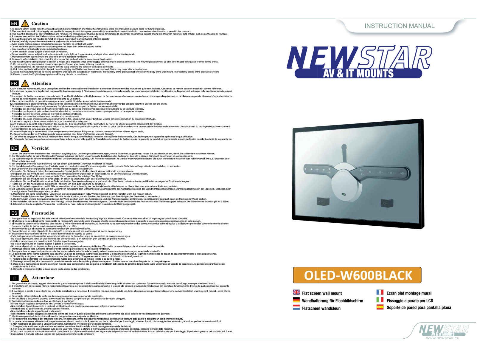 Newstar OLED-W600BLACK User Manual