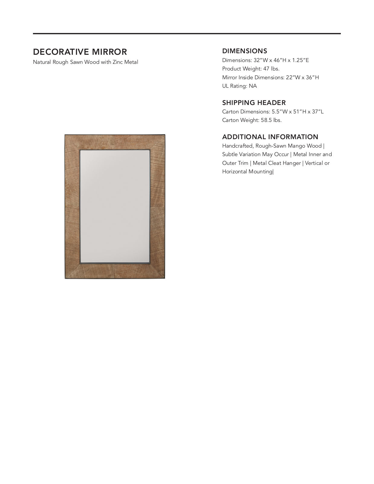 Union Rustic W002784049 Specifications - ManualMachine.com