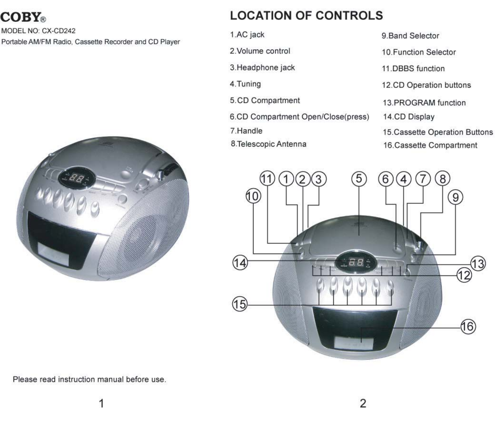 Coby CX-CD242 User Manual