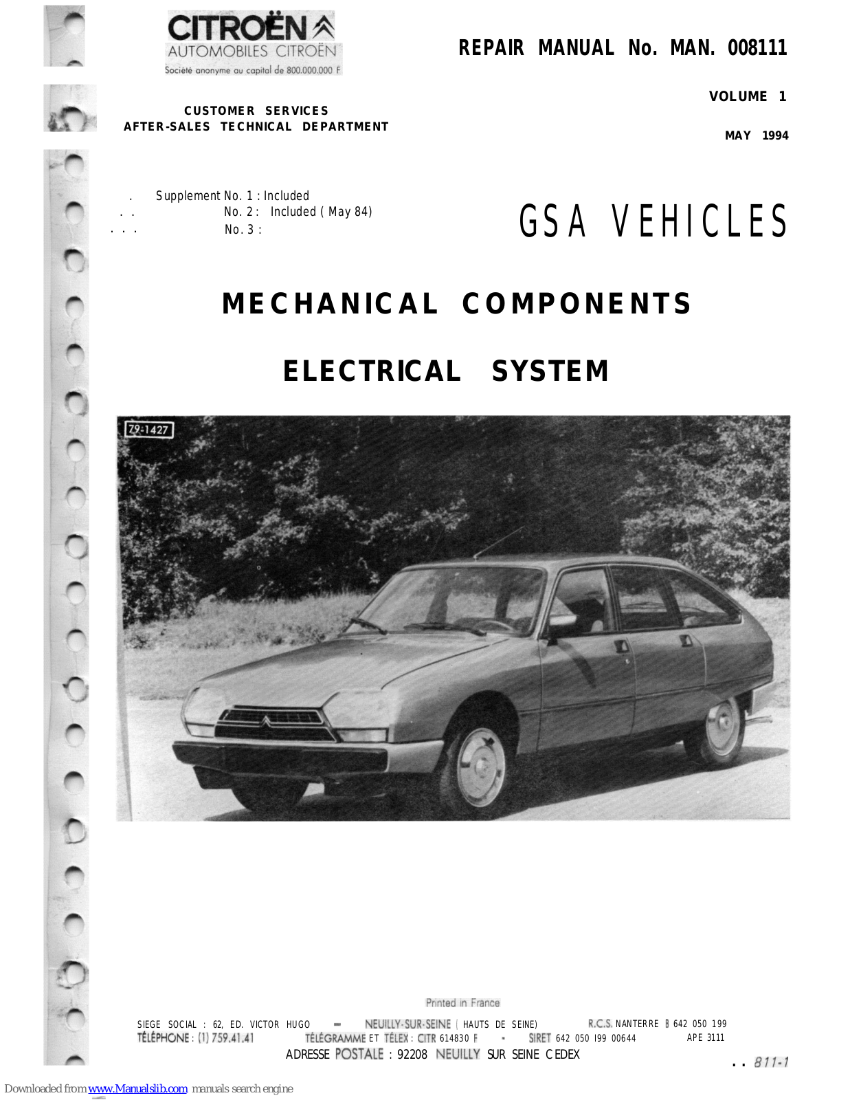 CITROËN GSA Repair Manual