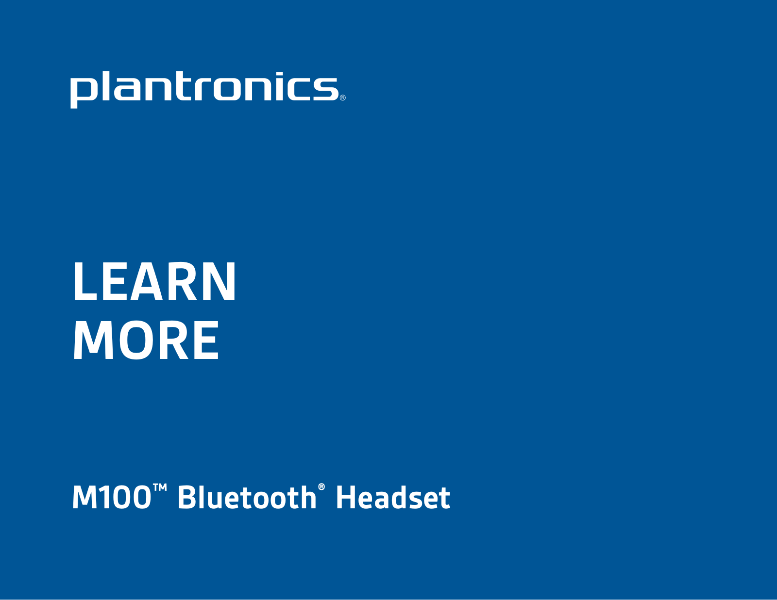 Plantronics M 100 User Manual