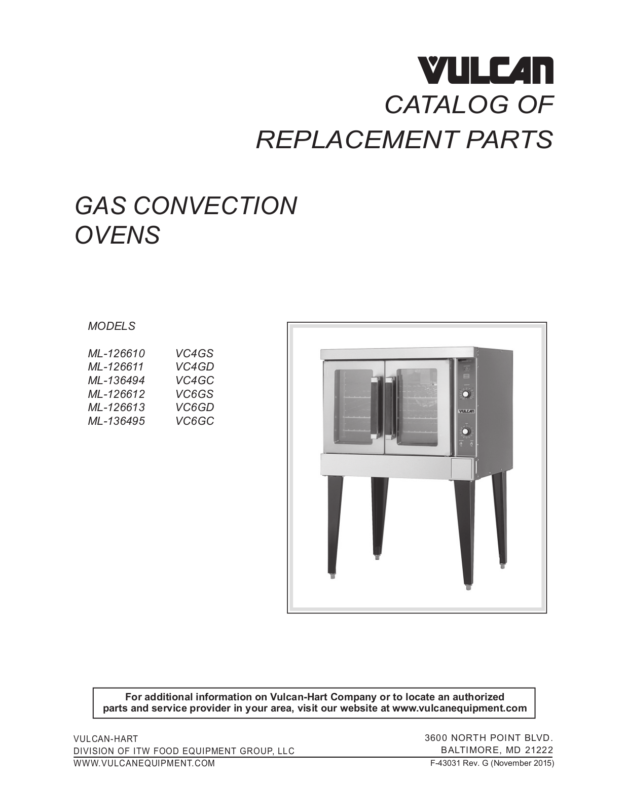 Vulcan VC4GD Parts List