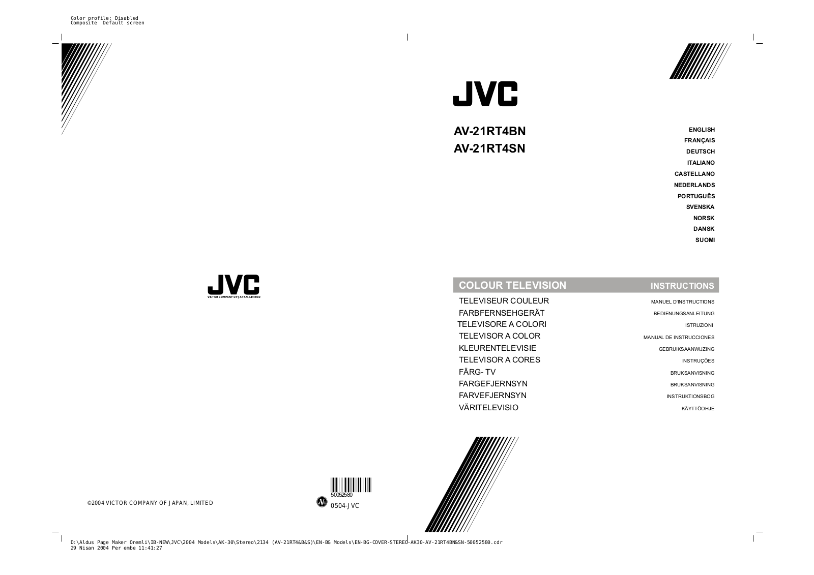 JVC AV-21RT4BN, AV-21RT4SN User Manual