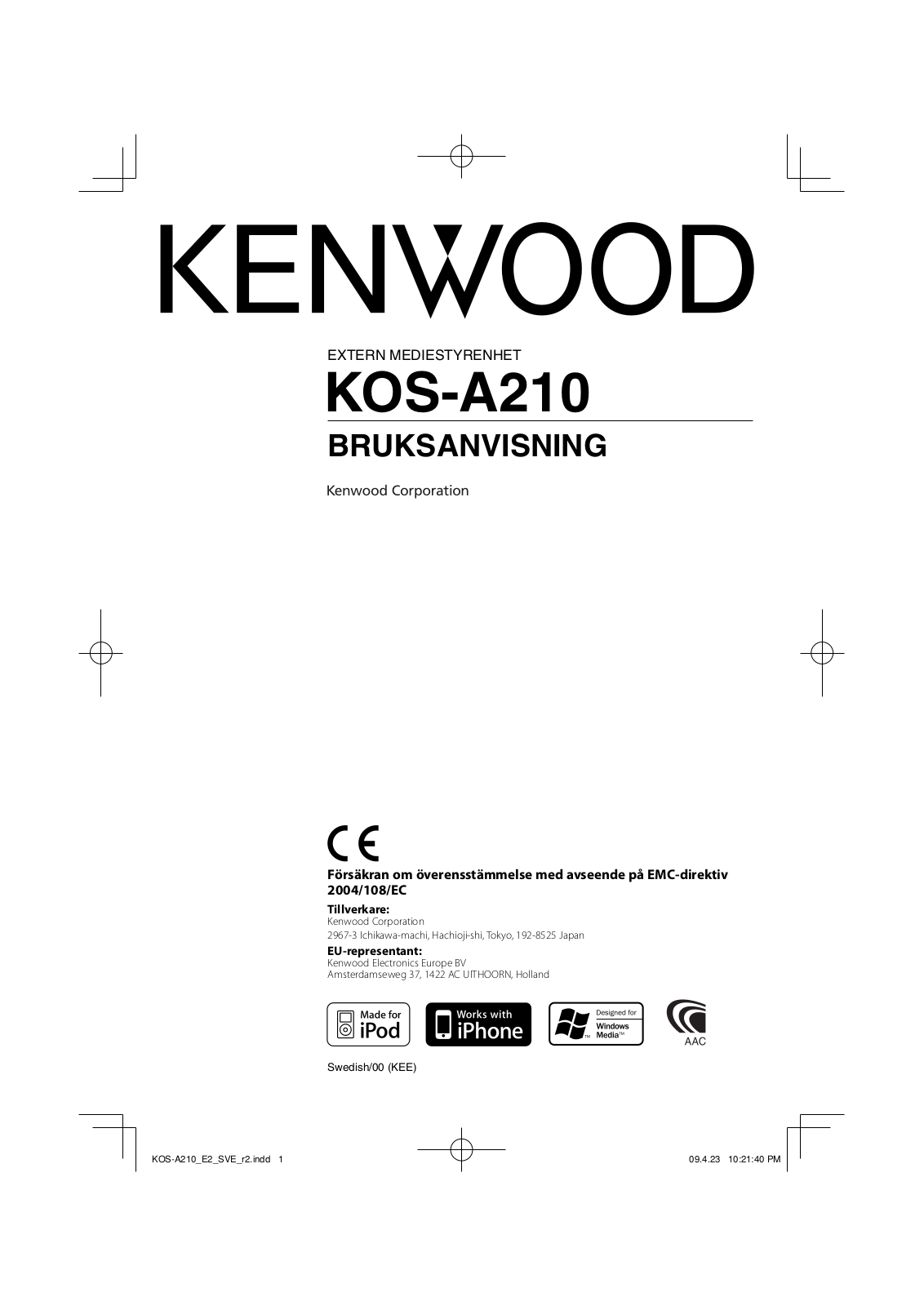 Kenwood KOS-A210 User Manual