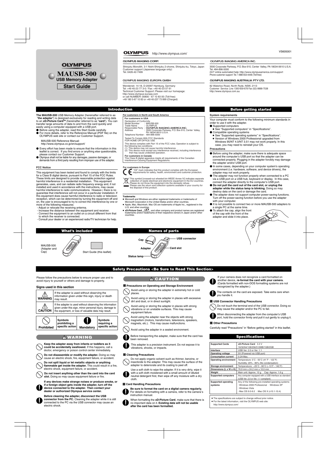 olympus MAUSB-500 User Manual