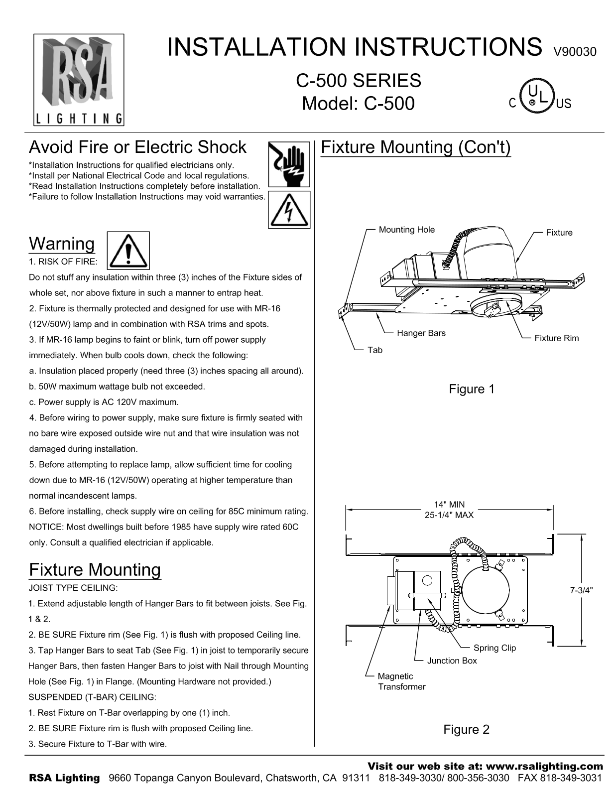 Cooper Lighting C500 User Manual