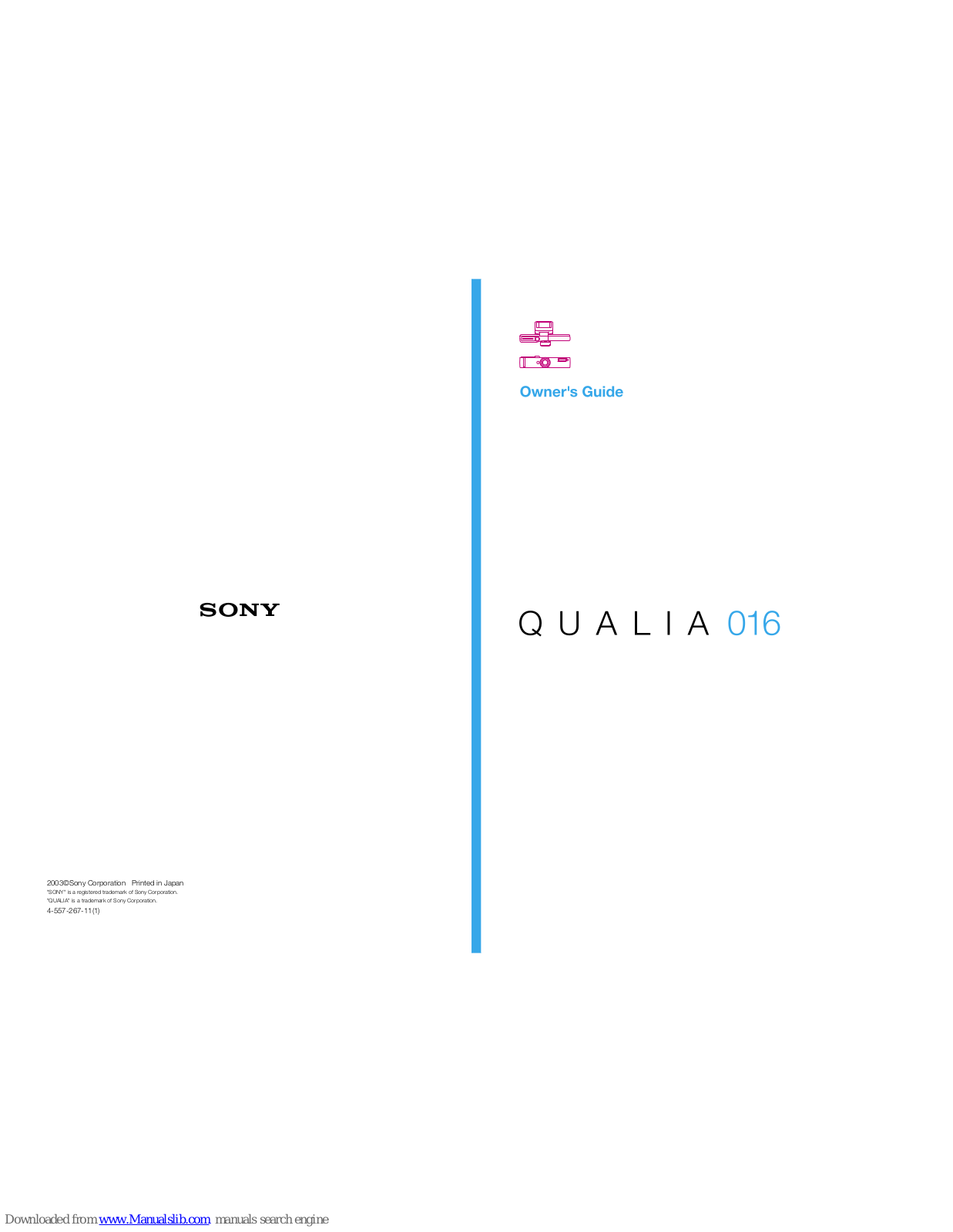 Sony Qualia 016 Owner's Manual