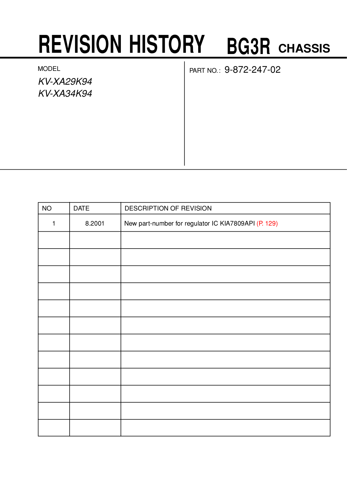 Sony KV-XA29K94, KV-XA34K94 Service Manual