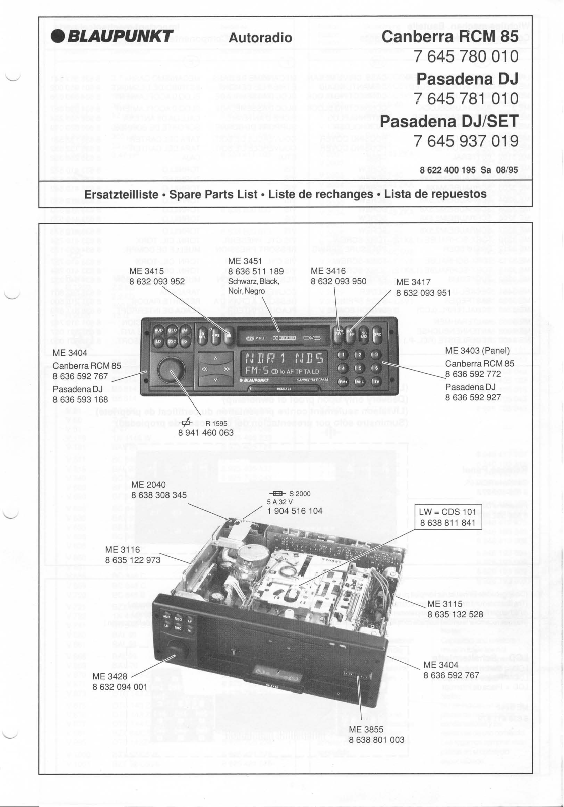 BLAUPUNKT RCM85, DJ-SET Service Manual