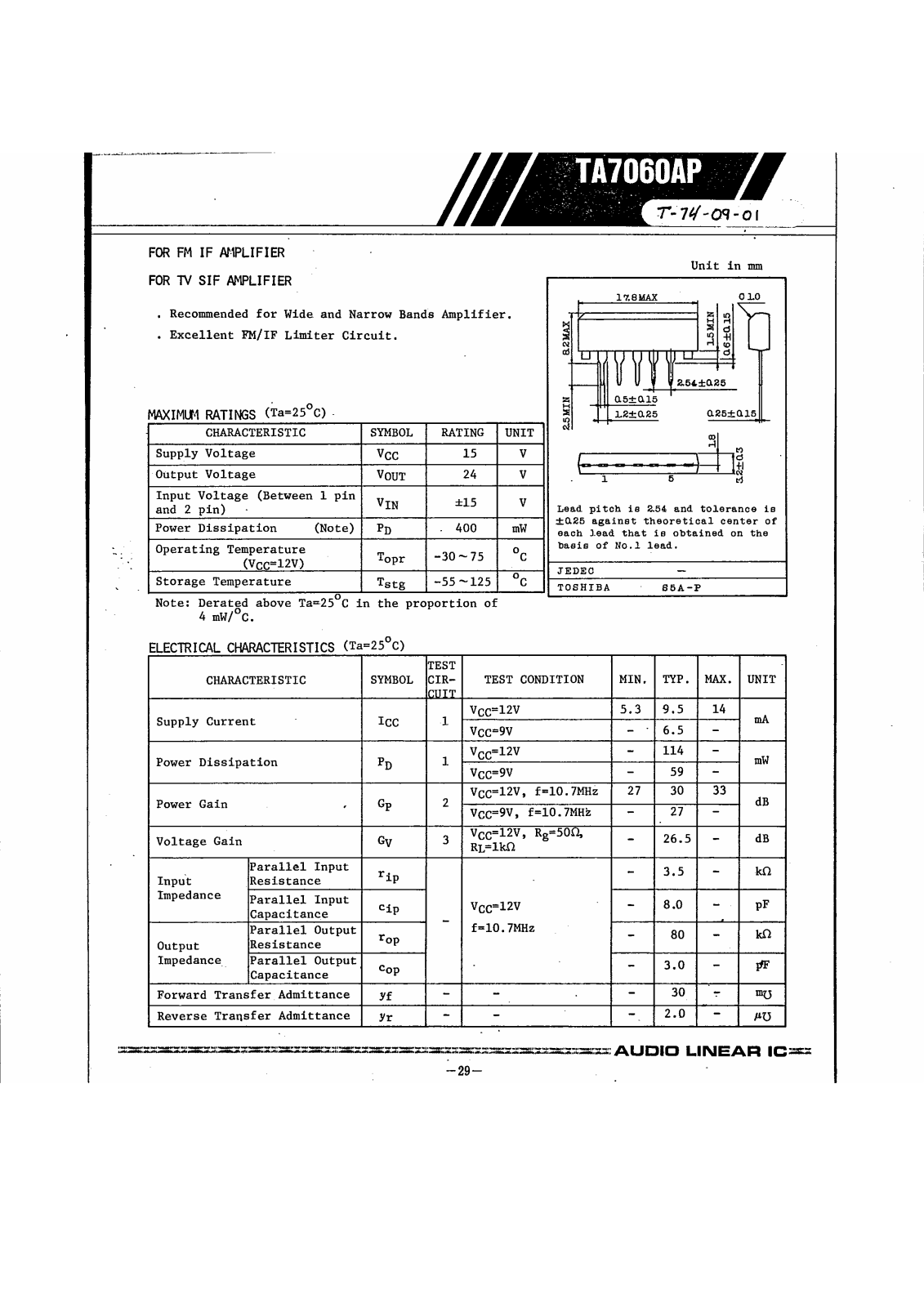 Audio TA7060AP Service Manual