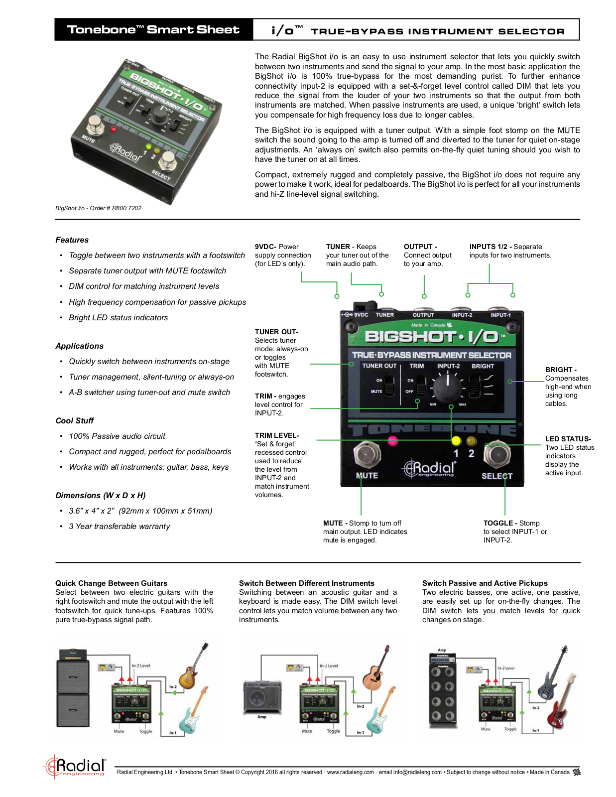 Radial Engineering Bigshot I/O Quick Start Guide