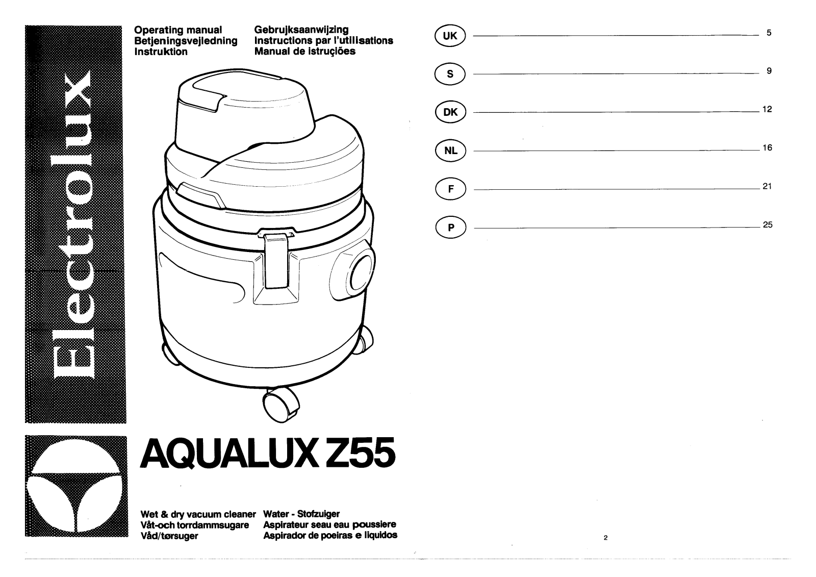 electrolux Aqualux Z55 User Manual