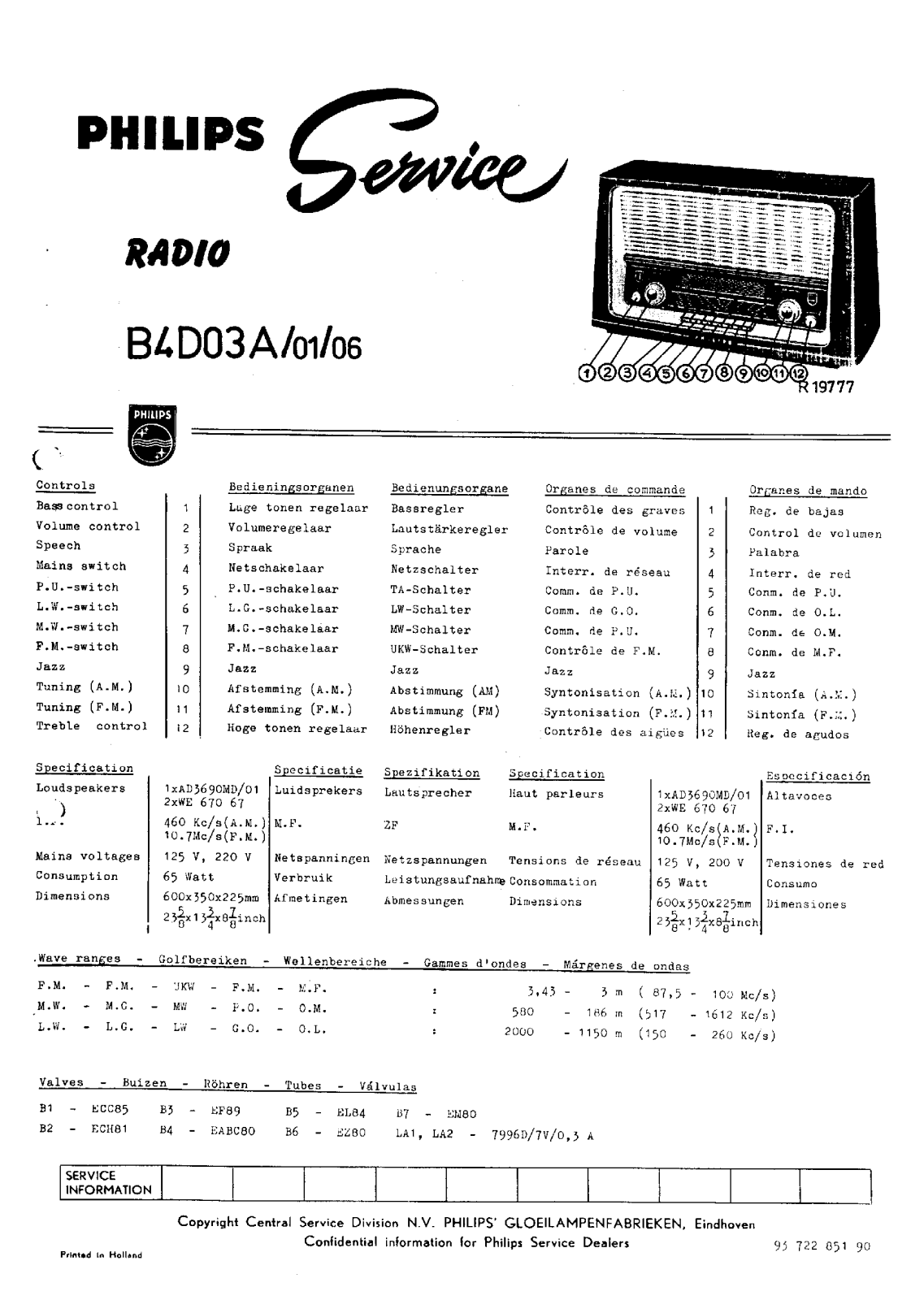 Philips B-4-D-03-A Service Manual