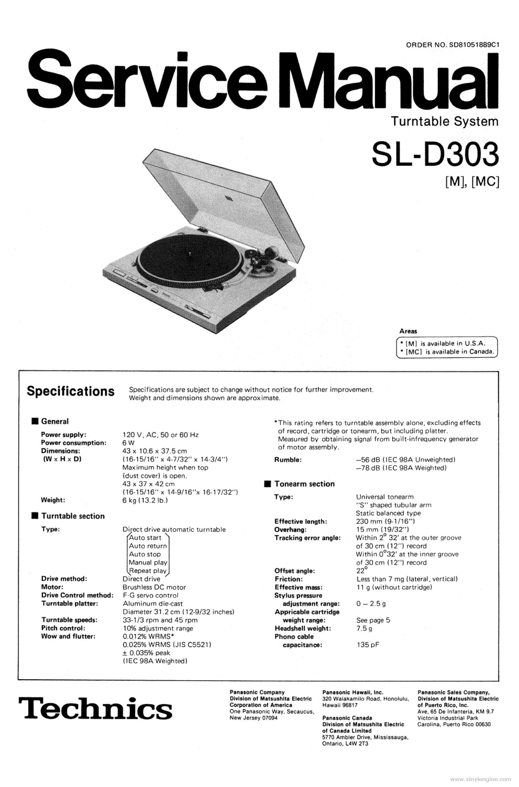 Technics SL-D-303 Service Manual