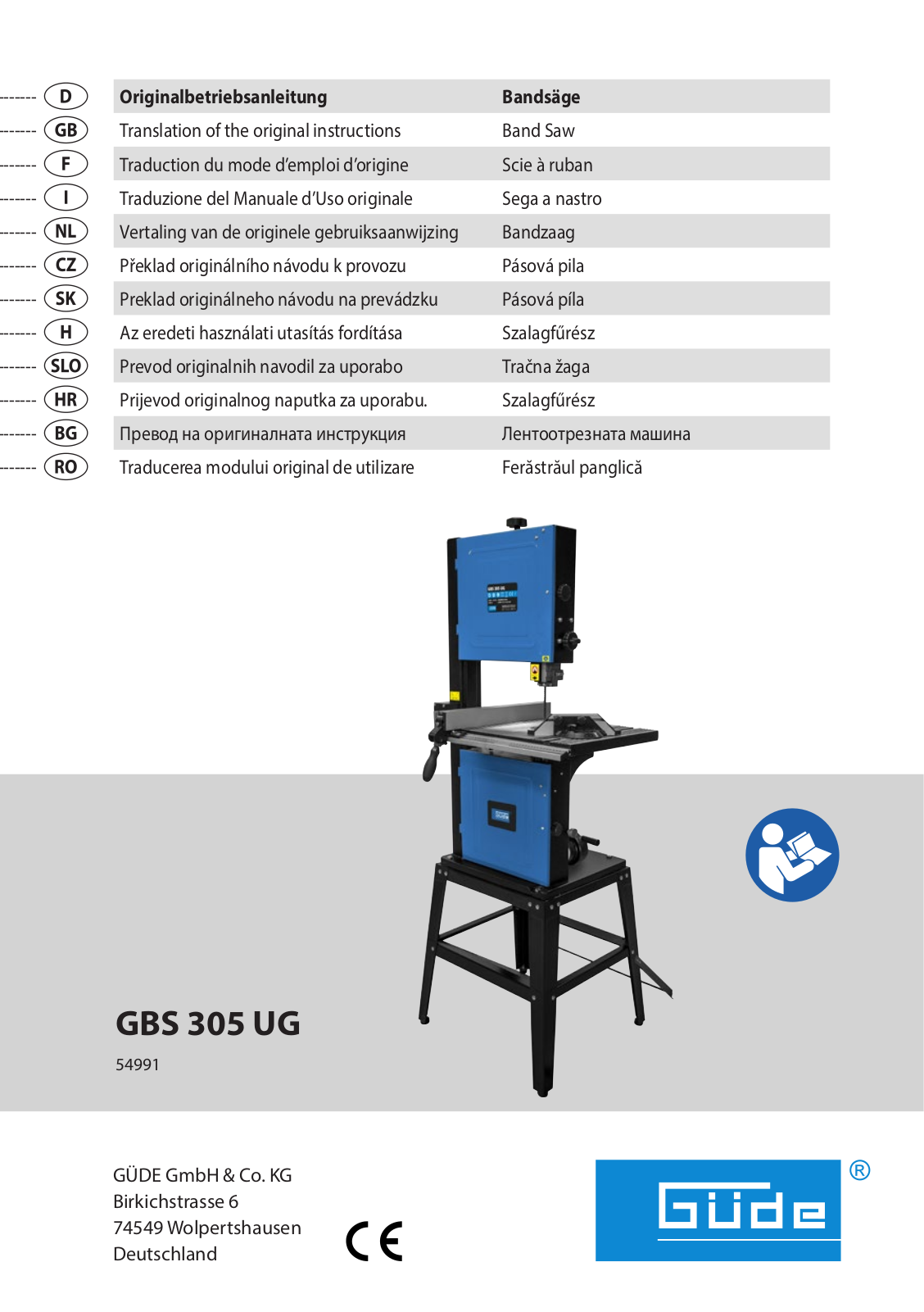 Güde GBS 305 UG User Manual