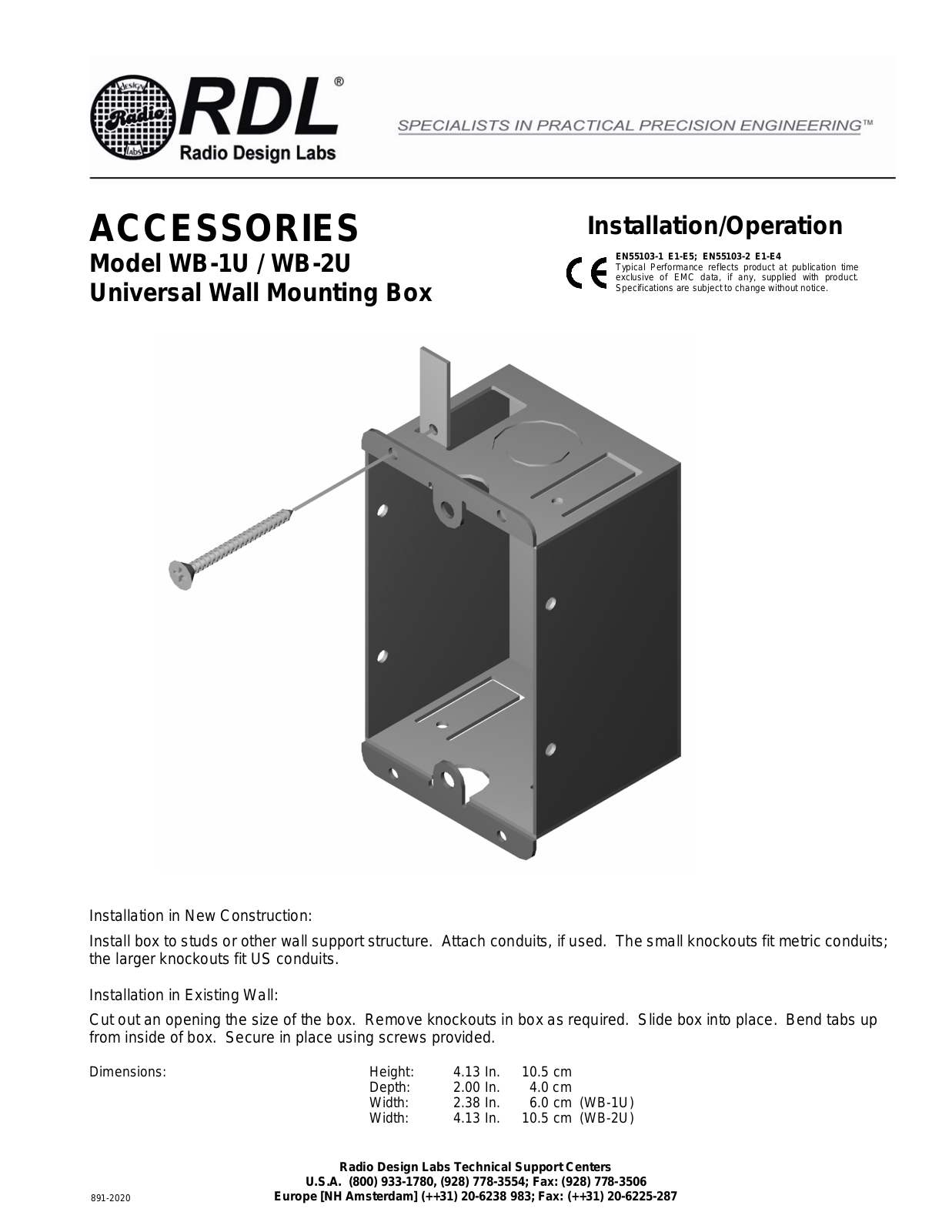 RDL WB-1U, WB-2U Datasheet - ManualMachine.com