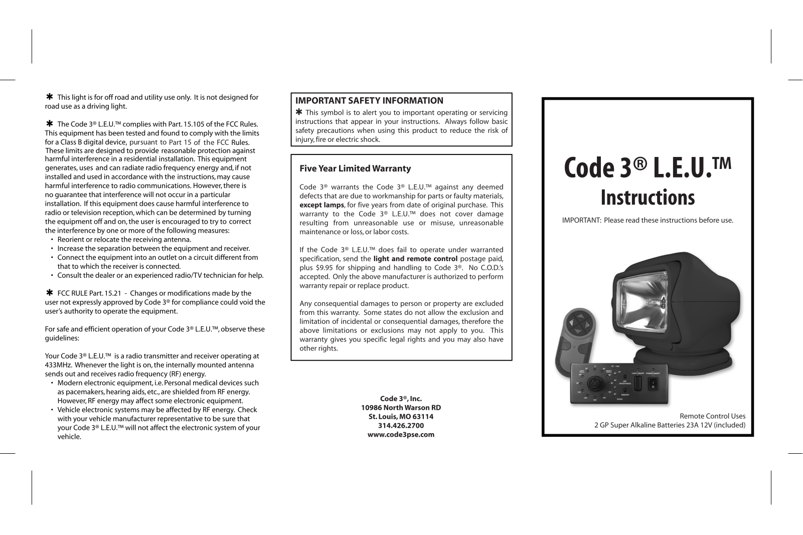 Golight 3200T User Manual