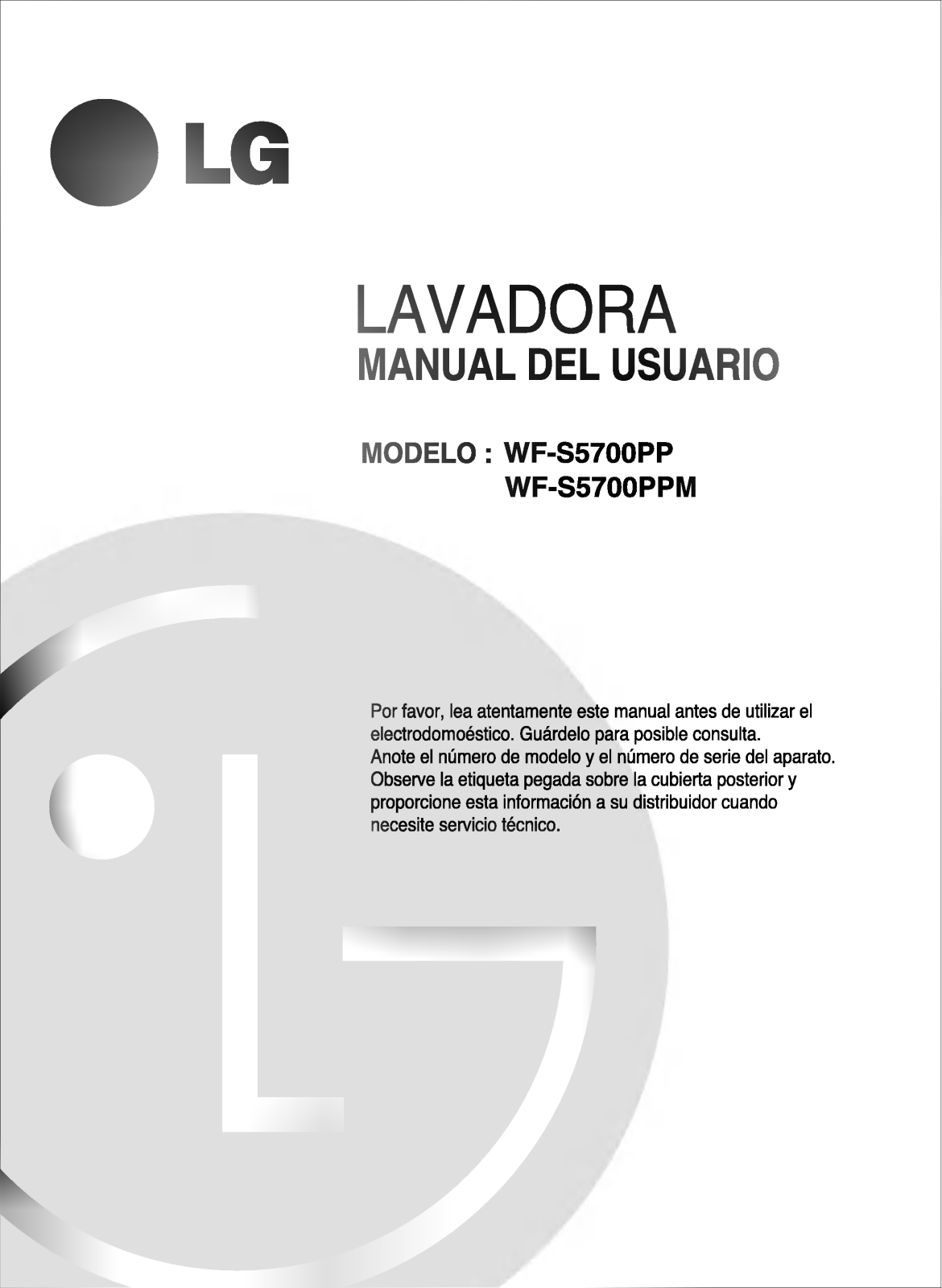 LG WF-5745SPM Owner's manual