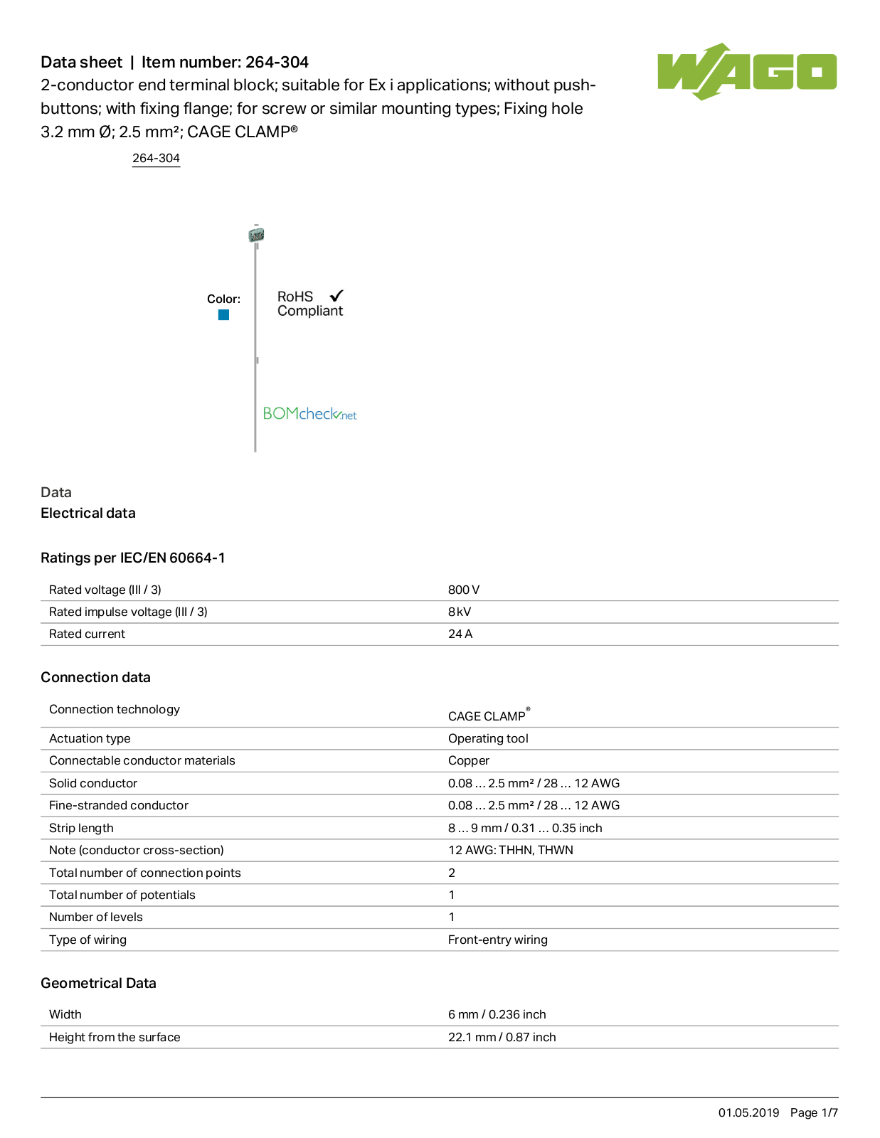 Wago 264-304 Data Sheet