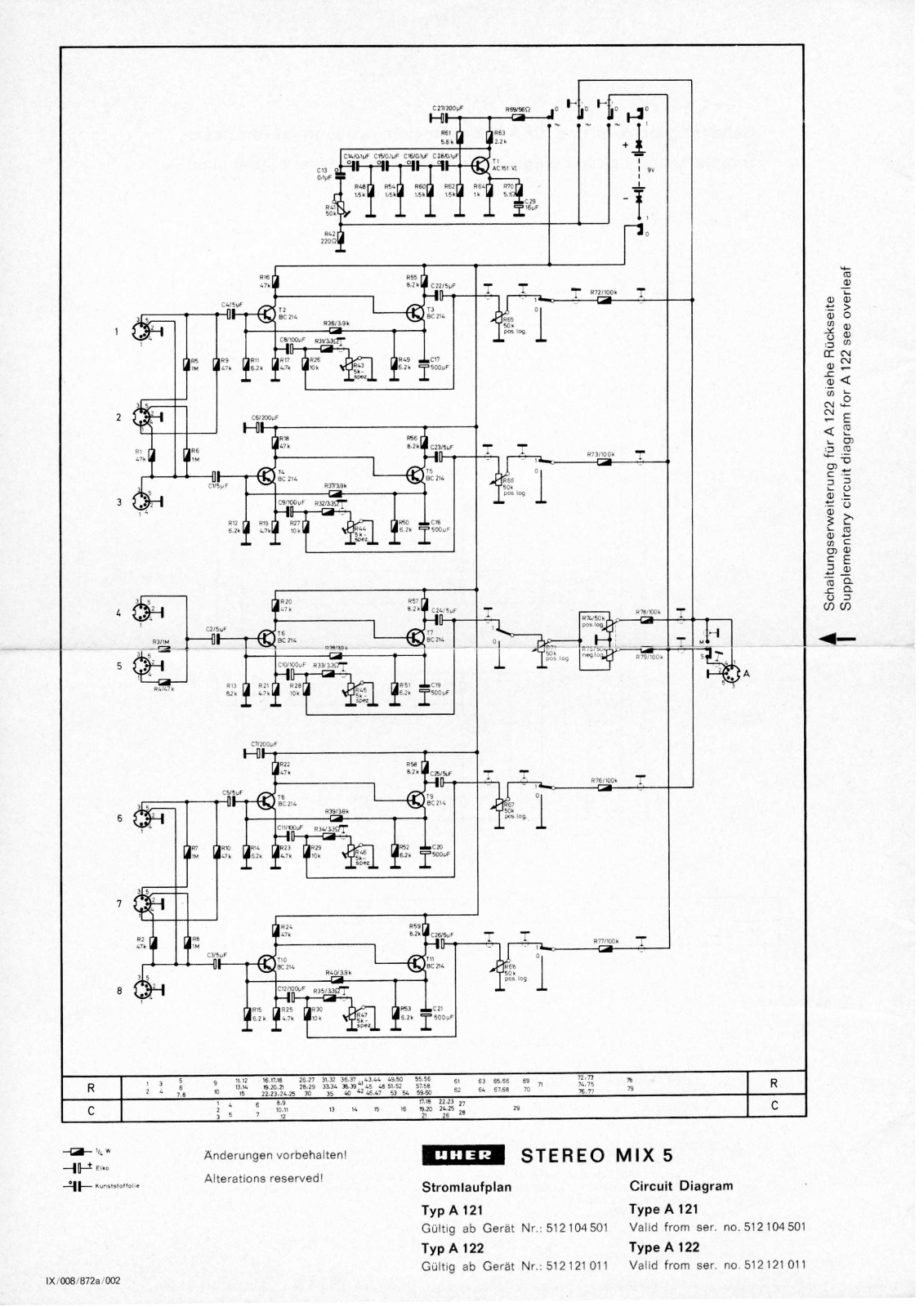 Uher A-122 Schematic