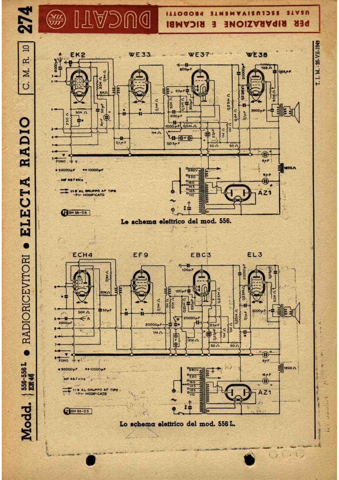 Electa Radio 556, 556l schematic