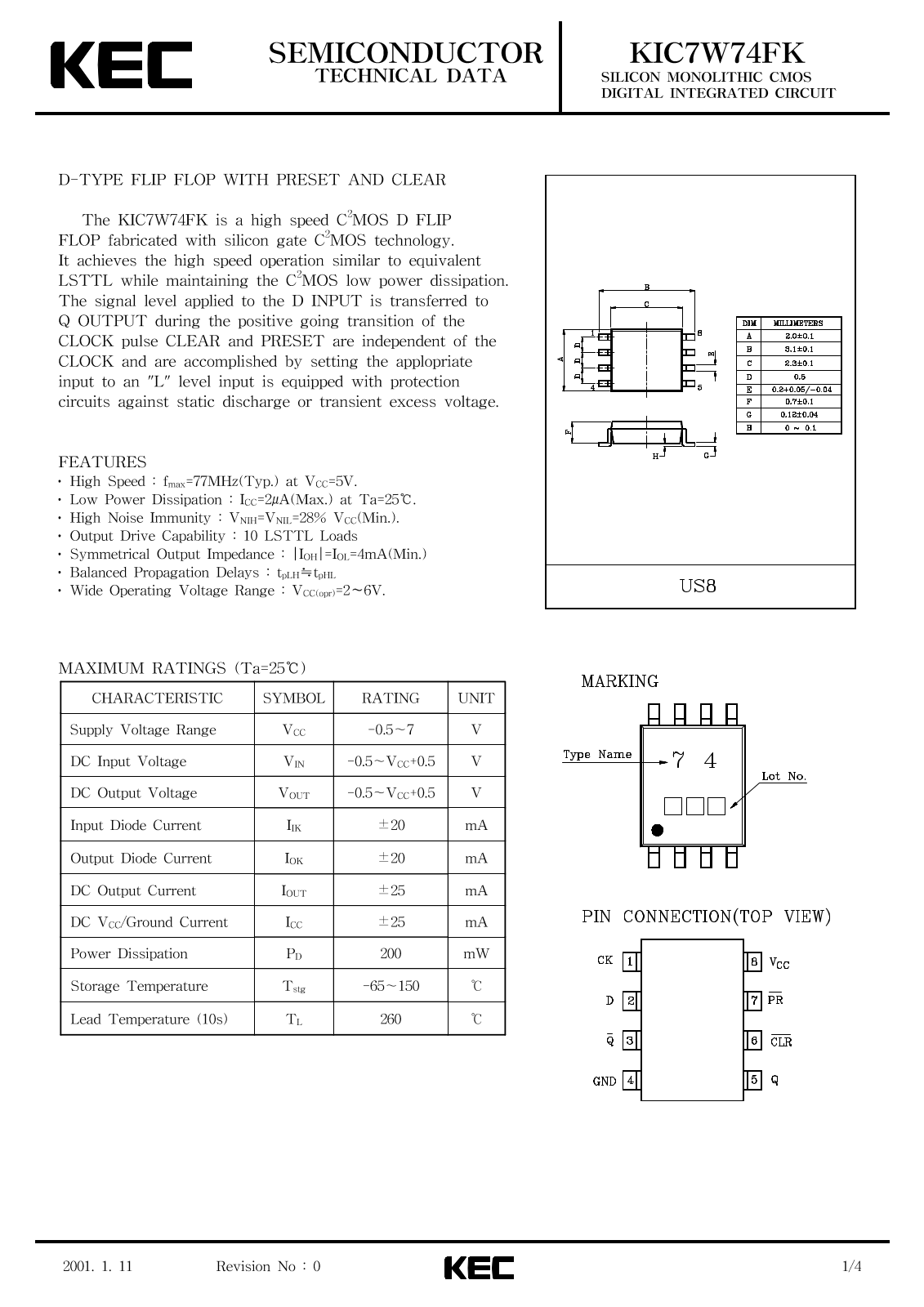 KEC KIC7W74FK Datasheet