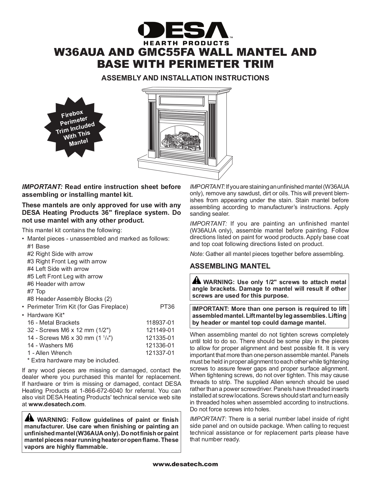 Desa GMC55FA, W36AUA User Manual