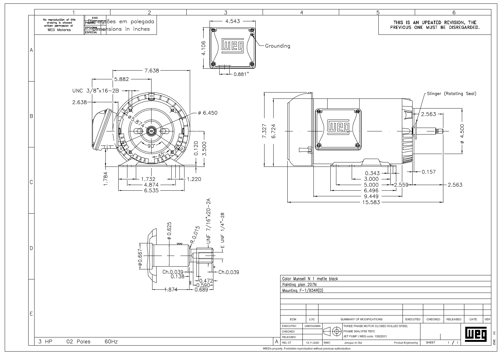 WEG Electric 00336ET3EJP56J-S Reference Drawing