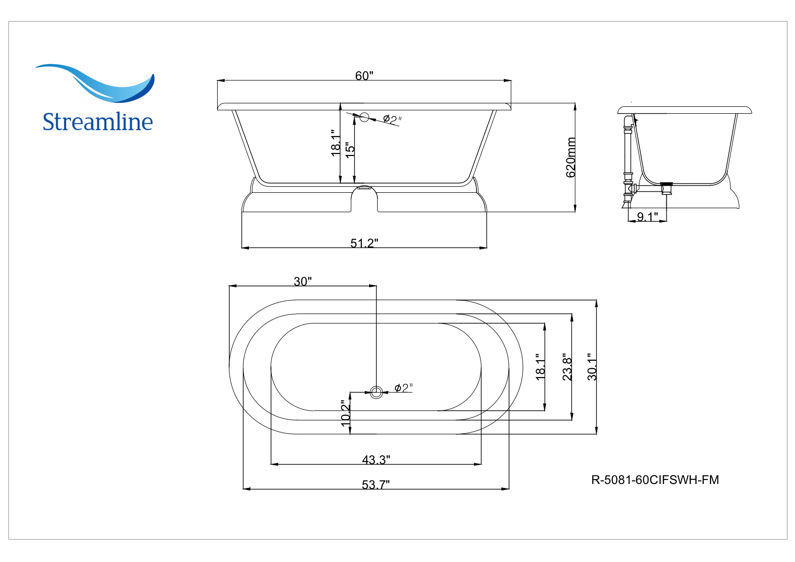 Streamline Bath SLBH5279 Dimensions - ManualMachine.com