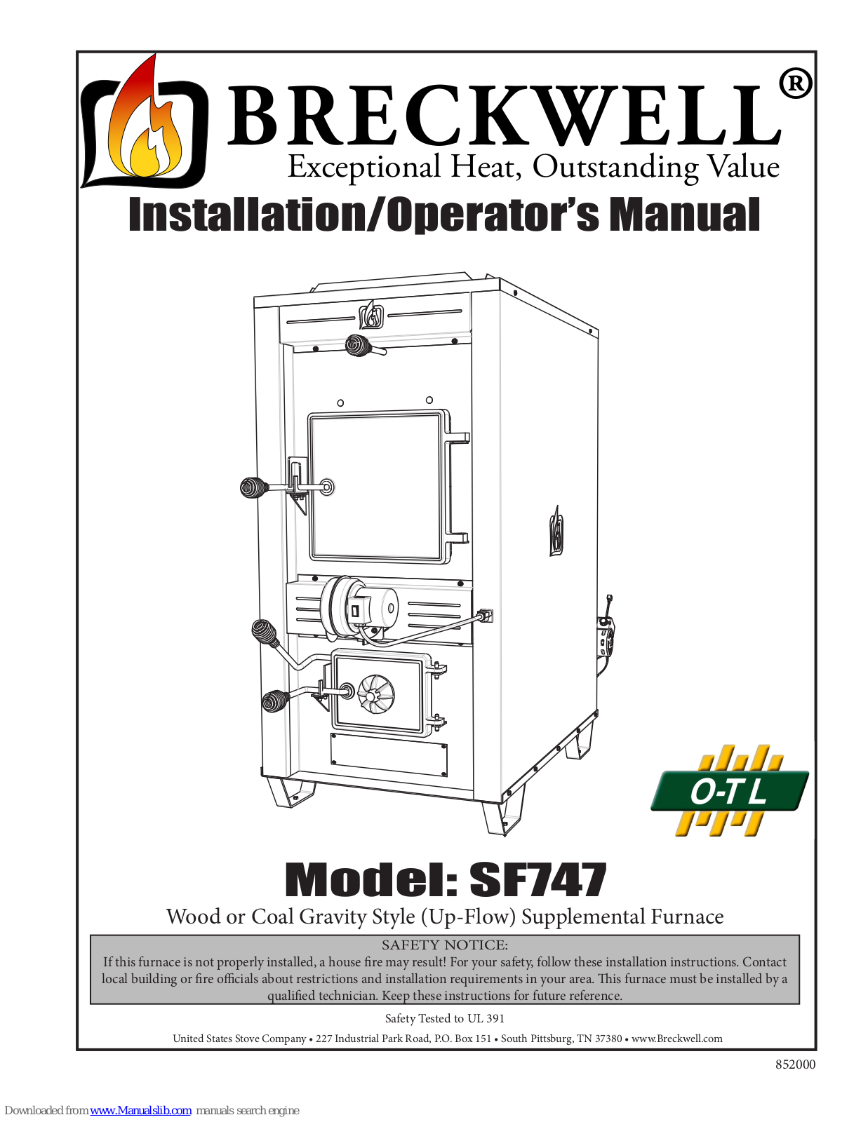 Breckwell SF747 Installation & Operator's Manual