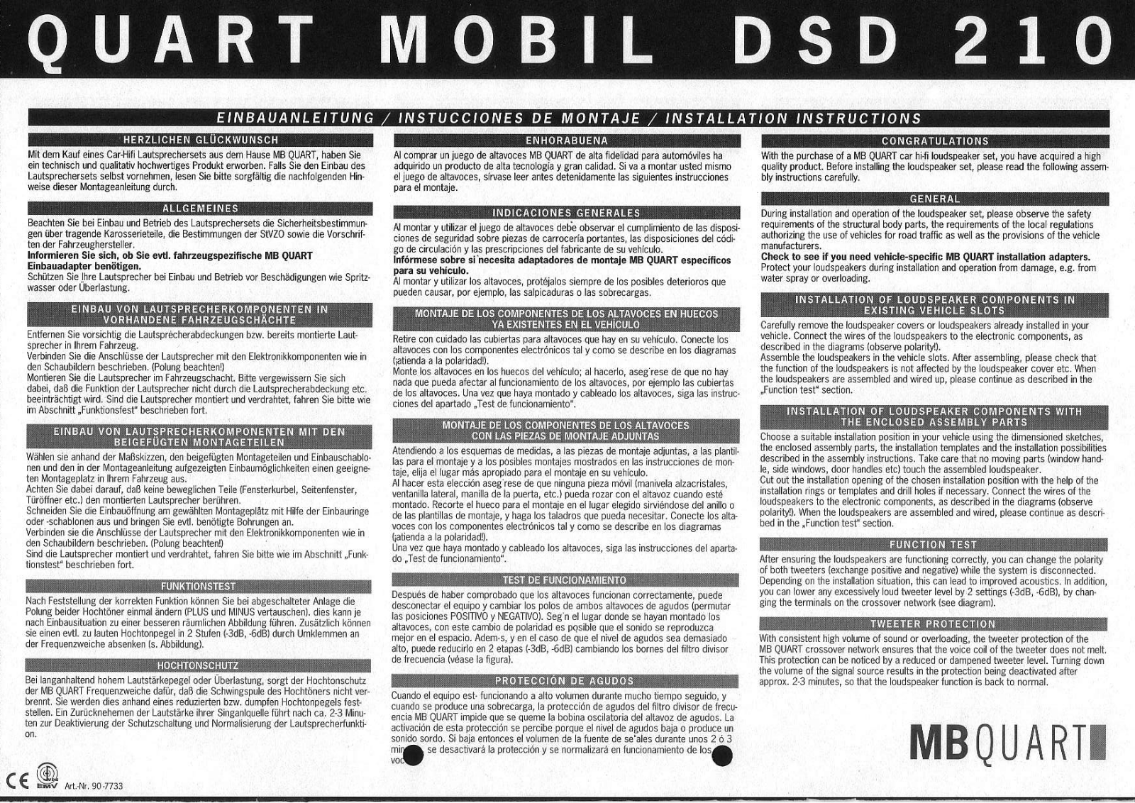 Mb quart DSD210 INSTALLATION guide - ManualMachine.com