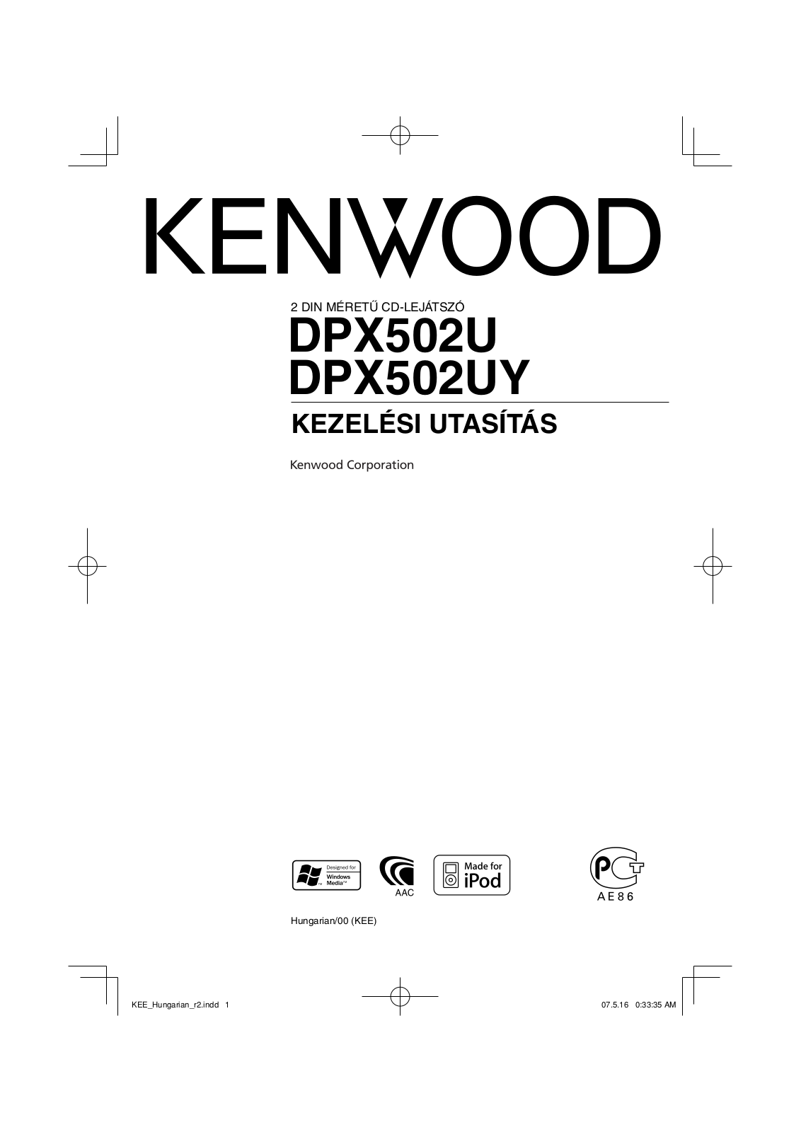 Kenwood DPX502U, DPX502UY User Manual