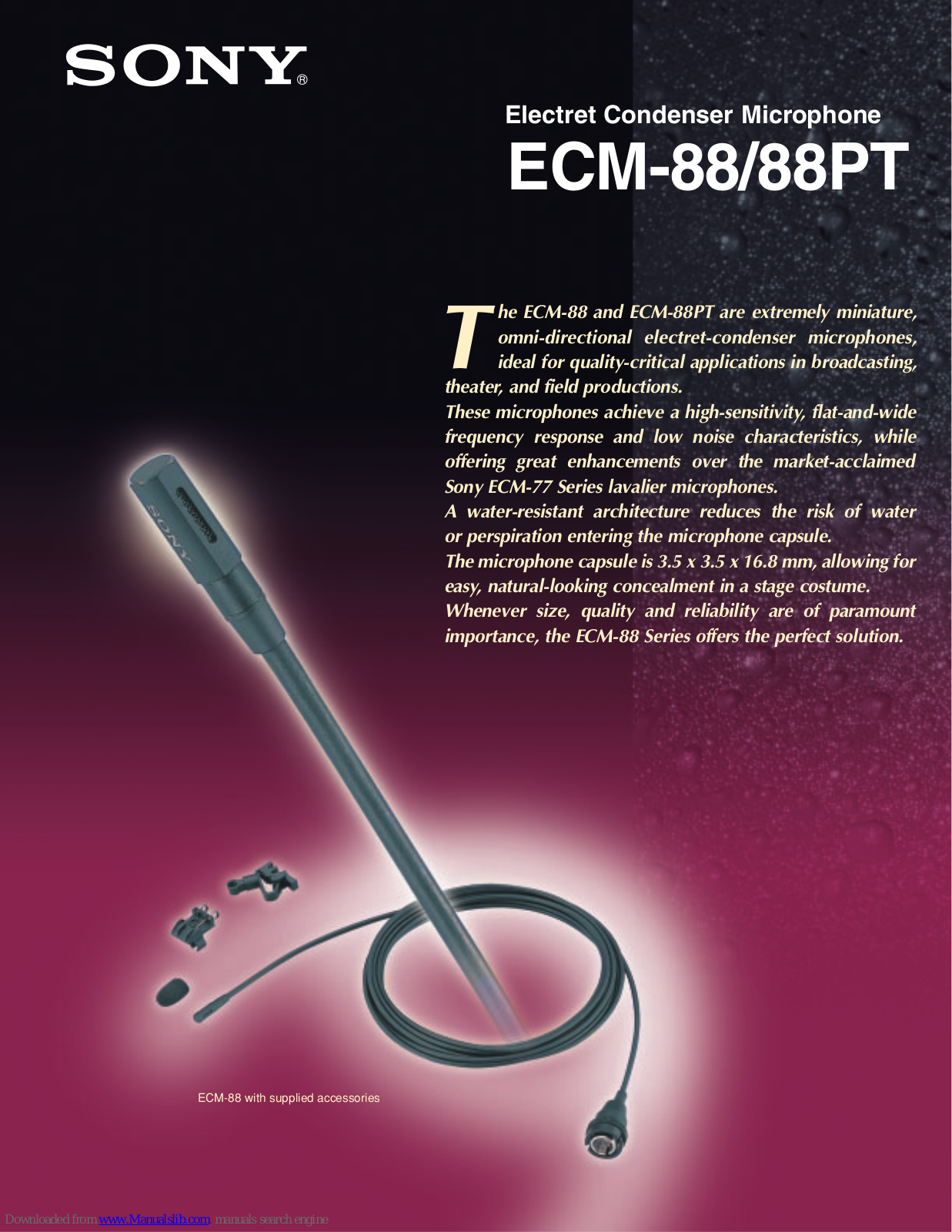 Sony ECM-88, ECM-88PT Specifications