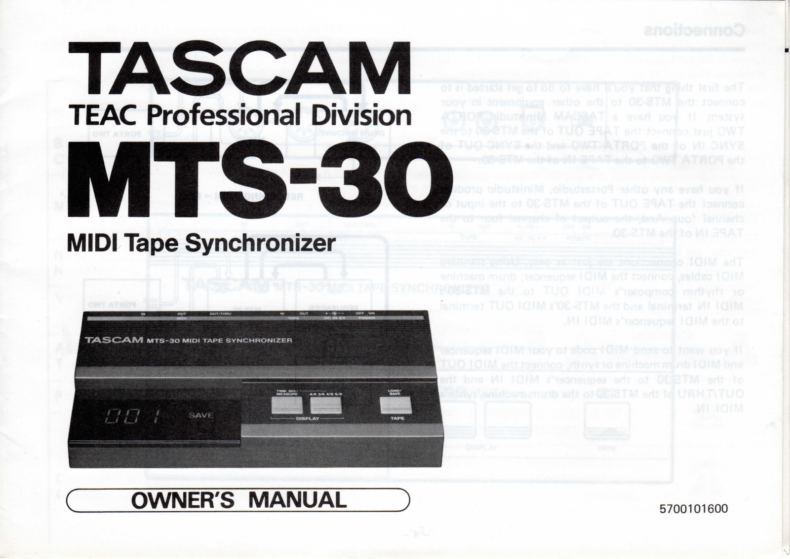 Tascam MTS-30 User Manual