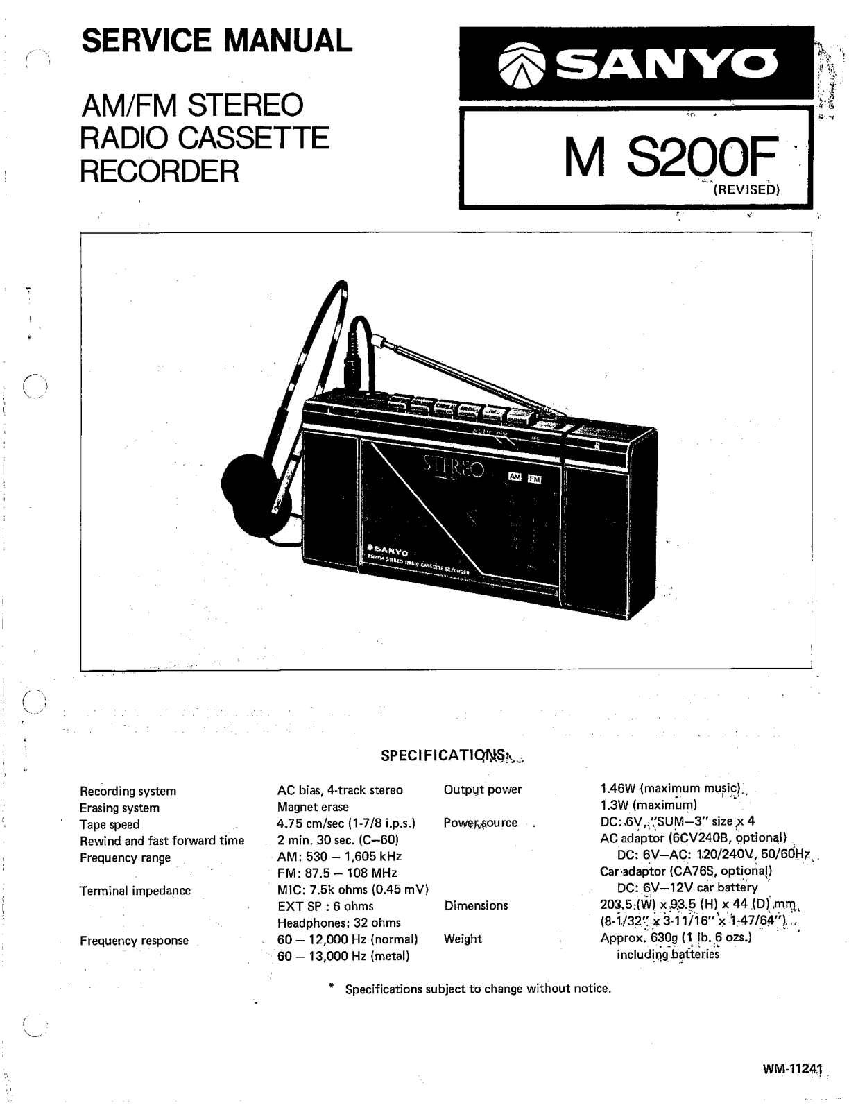 Sanyo MS-200-F Service manual