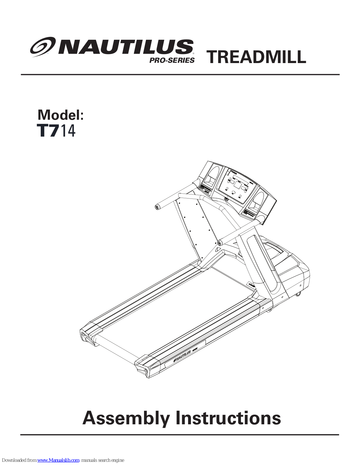 Nautilus Pro T714 Assembly Instructions Manual