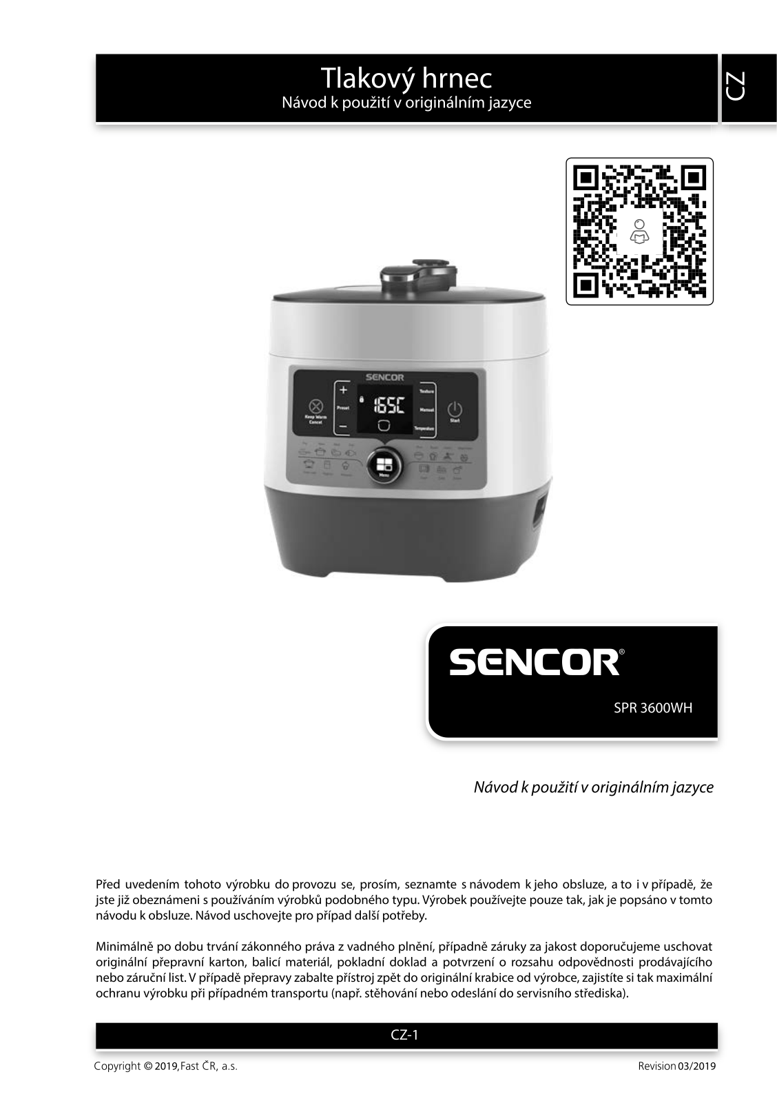 Sencor SPR 3600WH User Manual