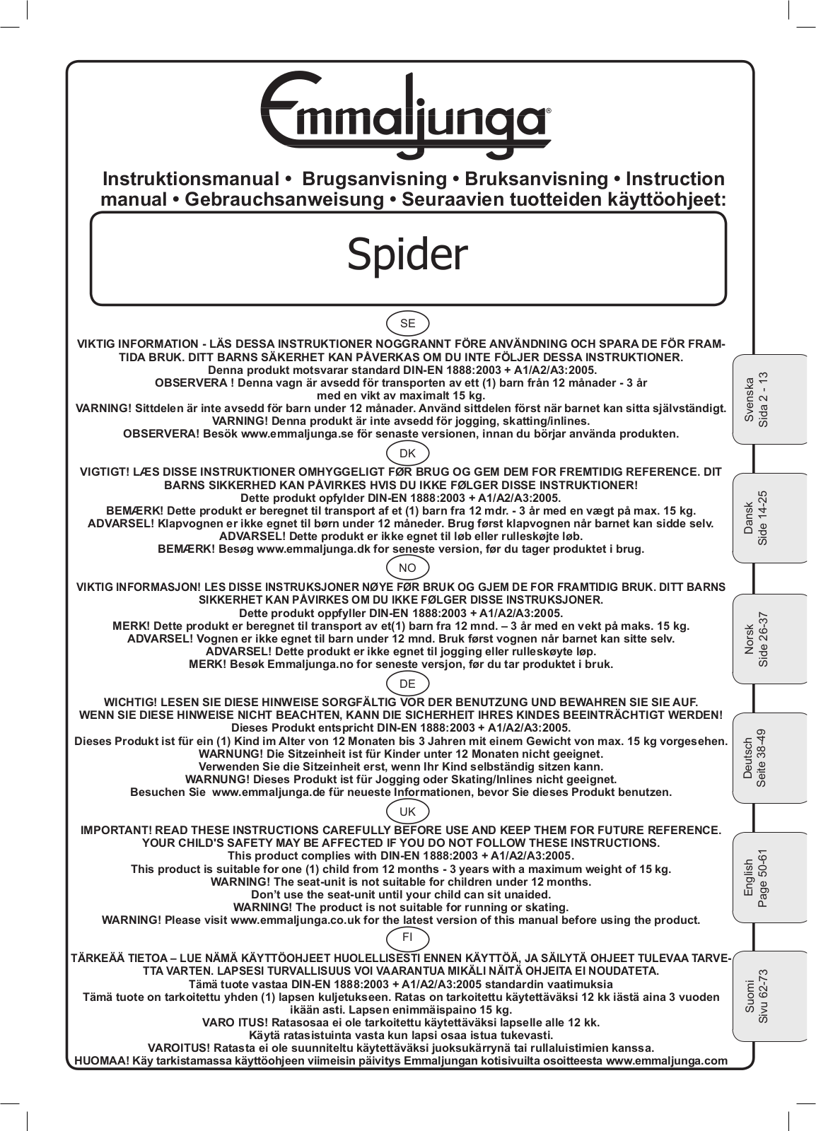 Emmaljunga Spider User Manual