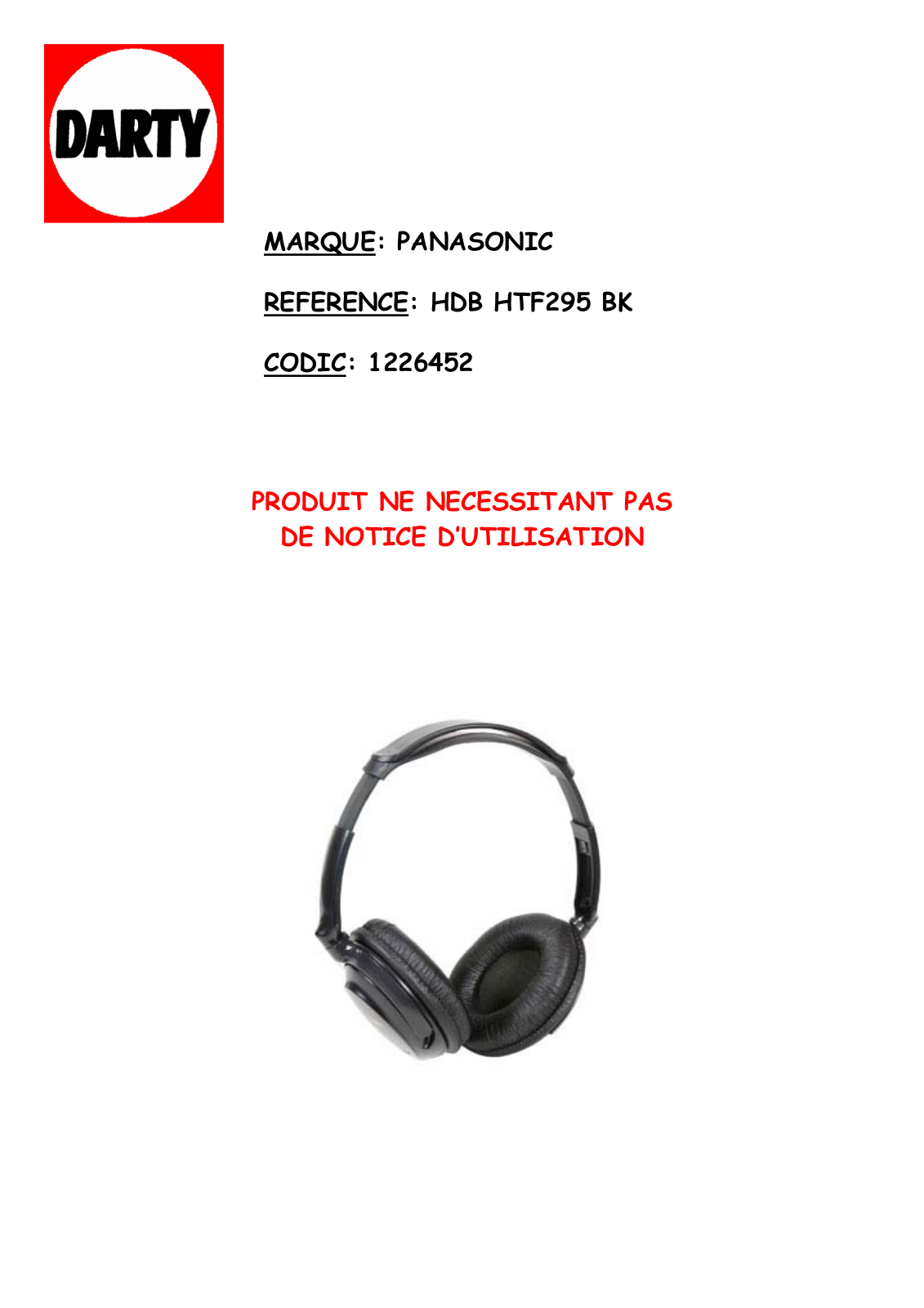 PANASONIC RP-HTF295 User Manual