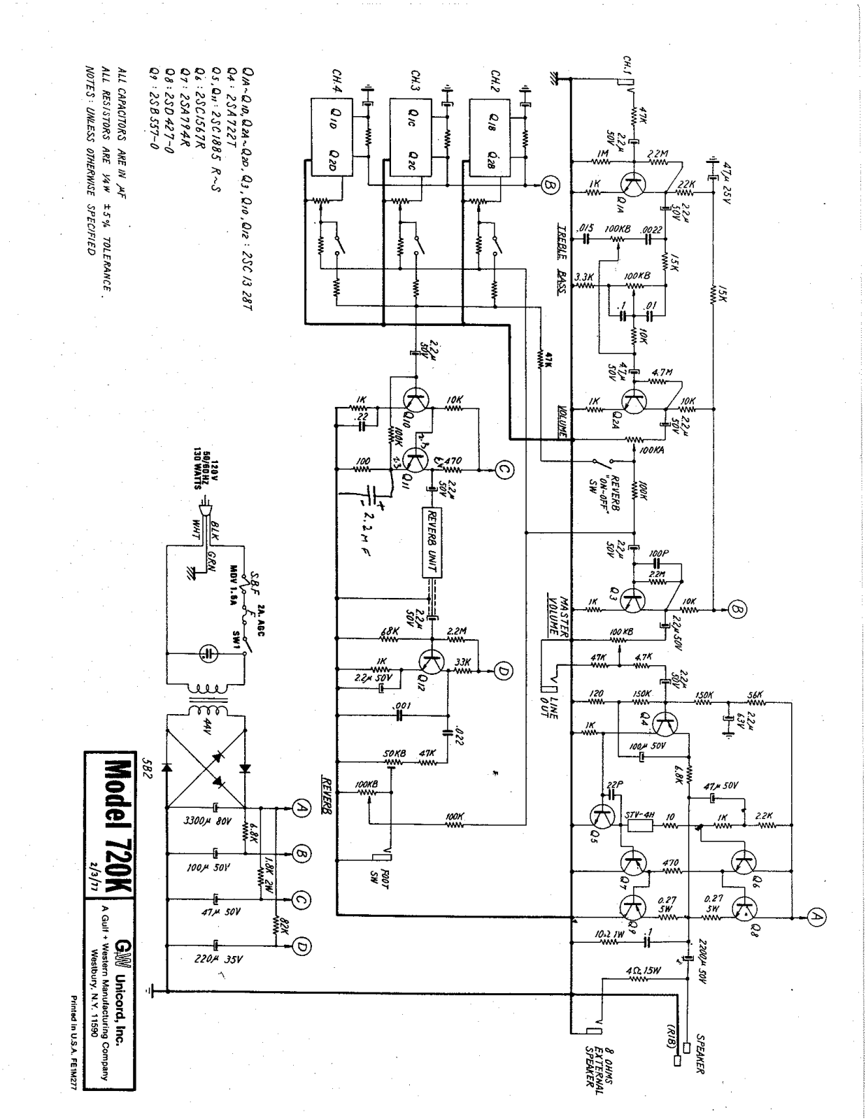 Univox 720k schematic