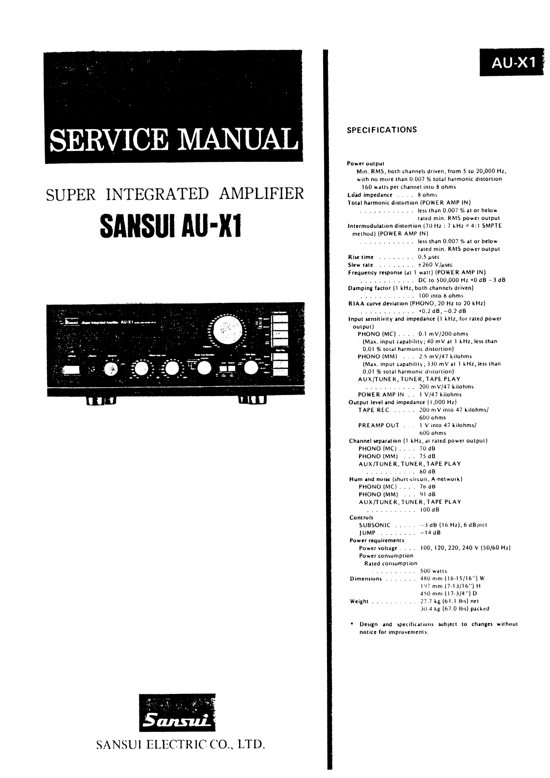 Sansui AU-X1 Service Manual