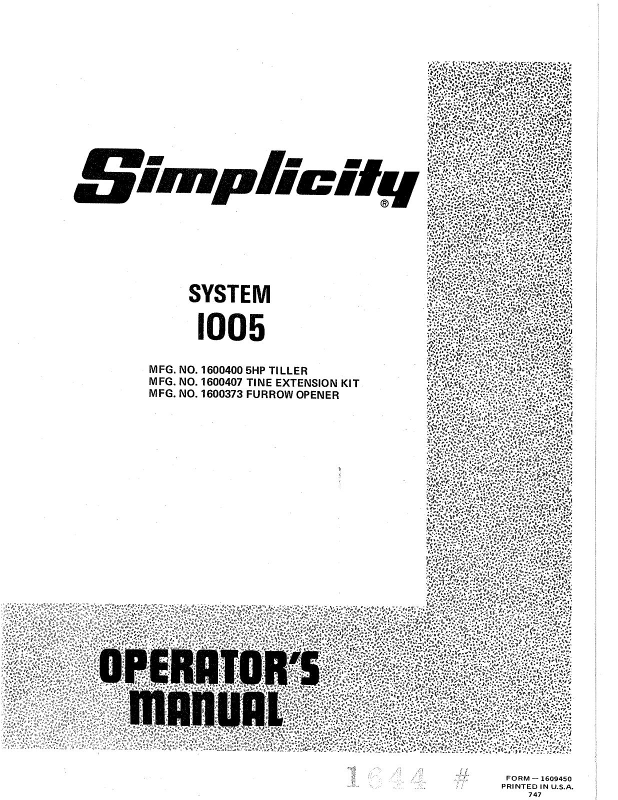 Simplicity 1005 User Manual