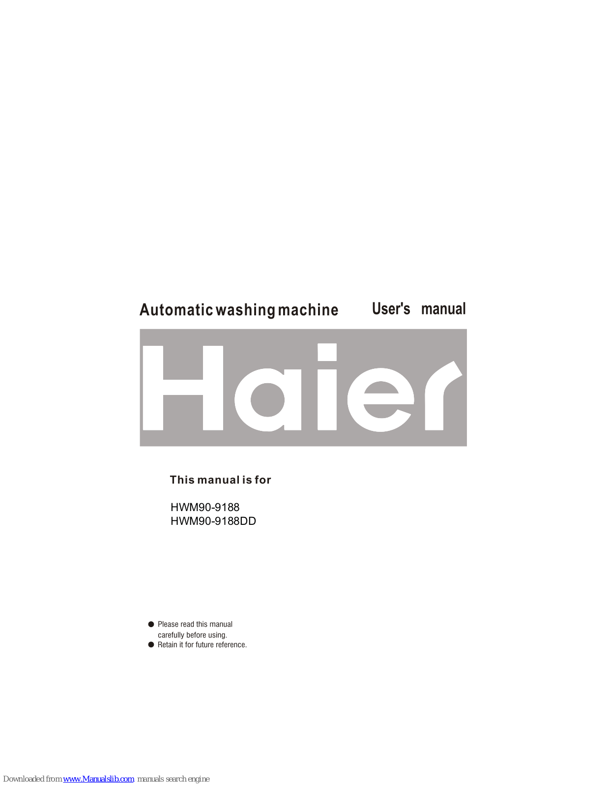 Haier HWM90-9188, HWM90-9188DD User Manual