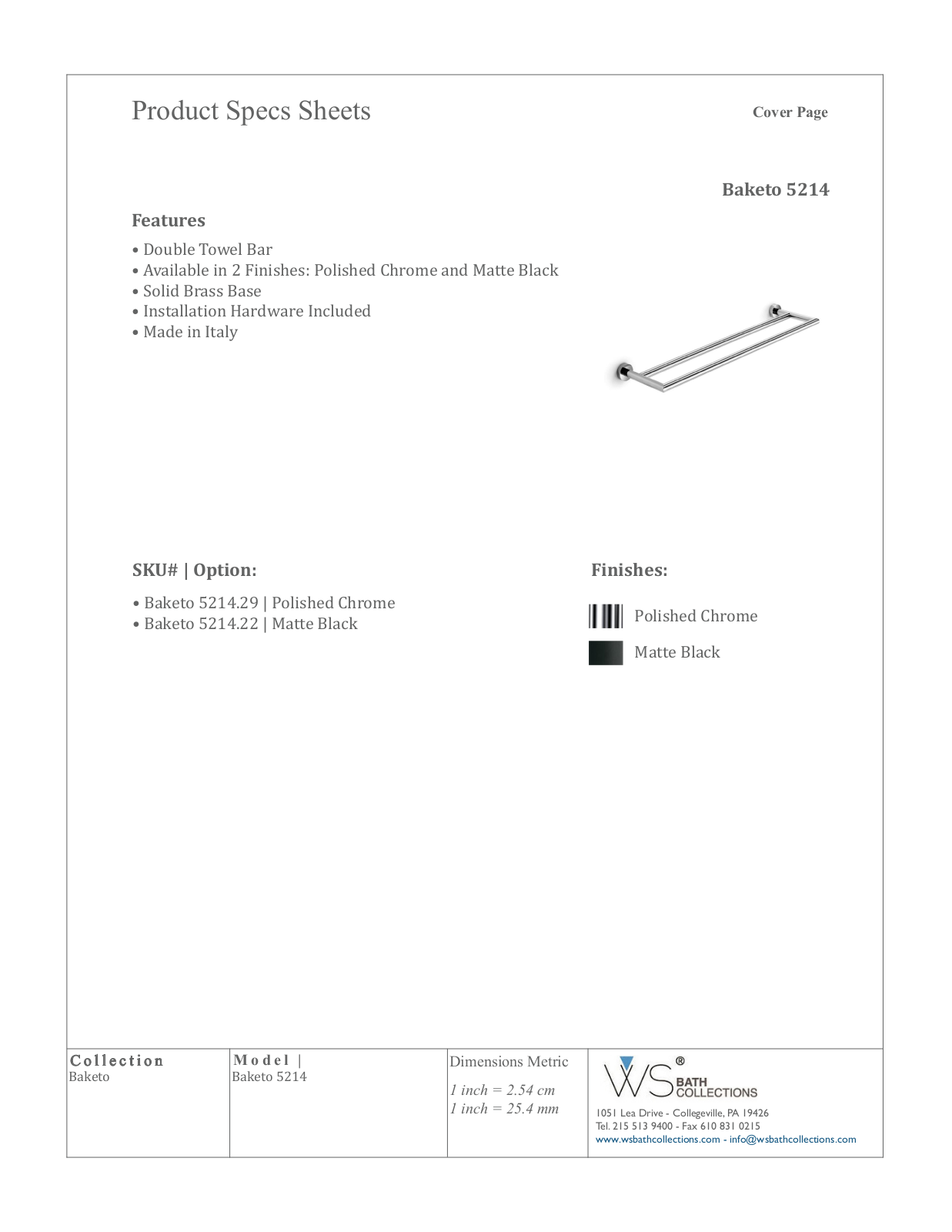 WS Bath Collections WSO1020 Specifications - ManualMachine.com