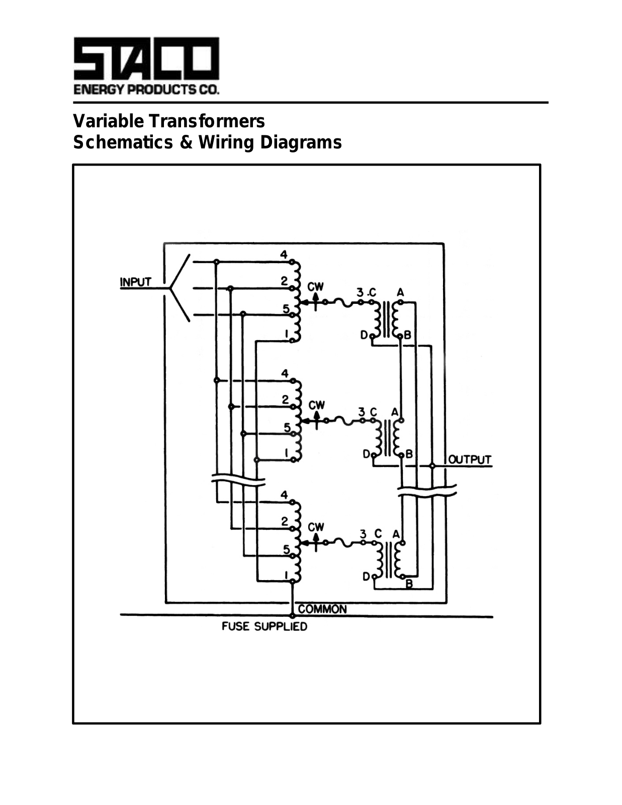 Staco Energy Variable Transformers Wiring Diagrams