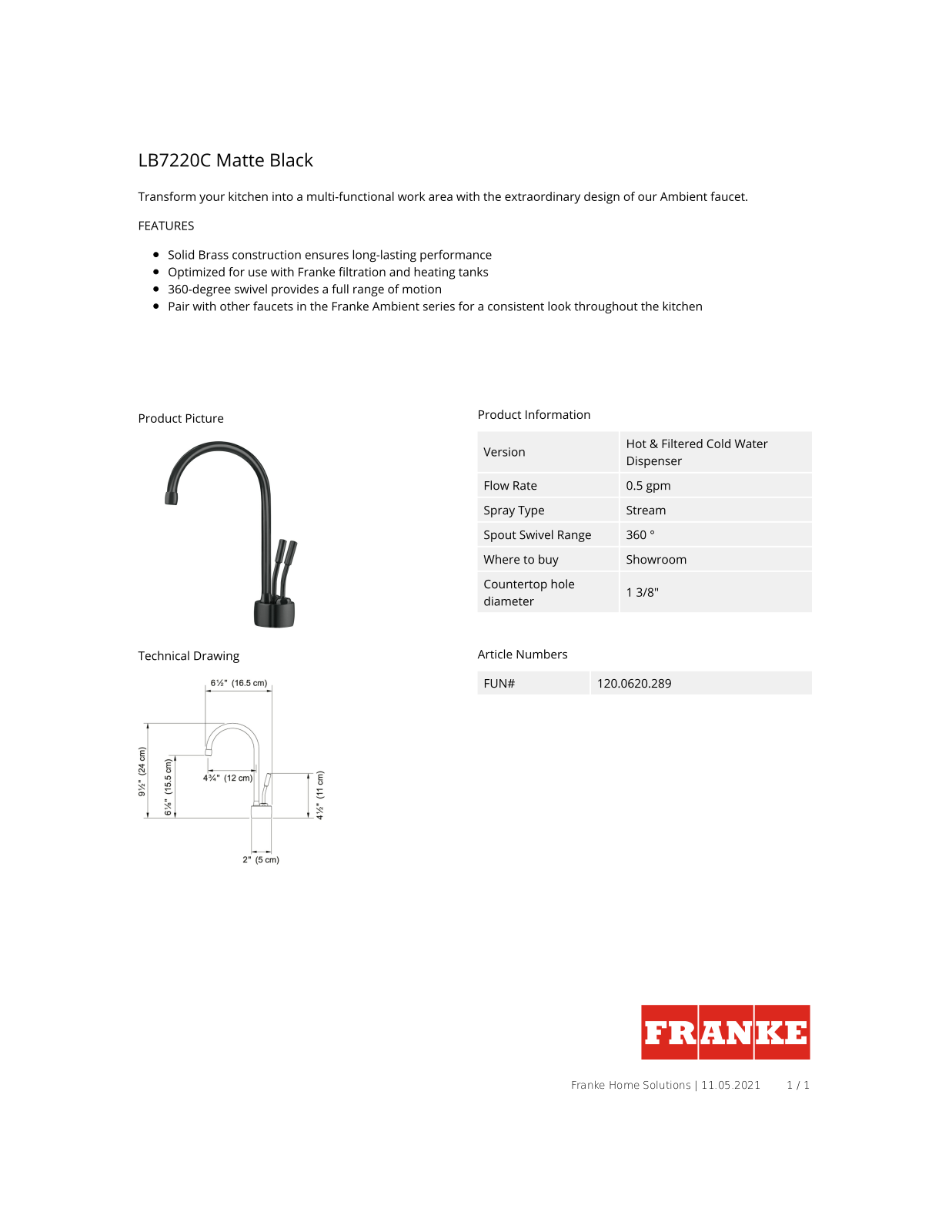 Franke LB7220C Fact Sheet