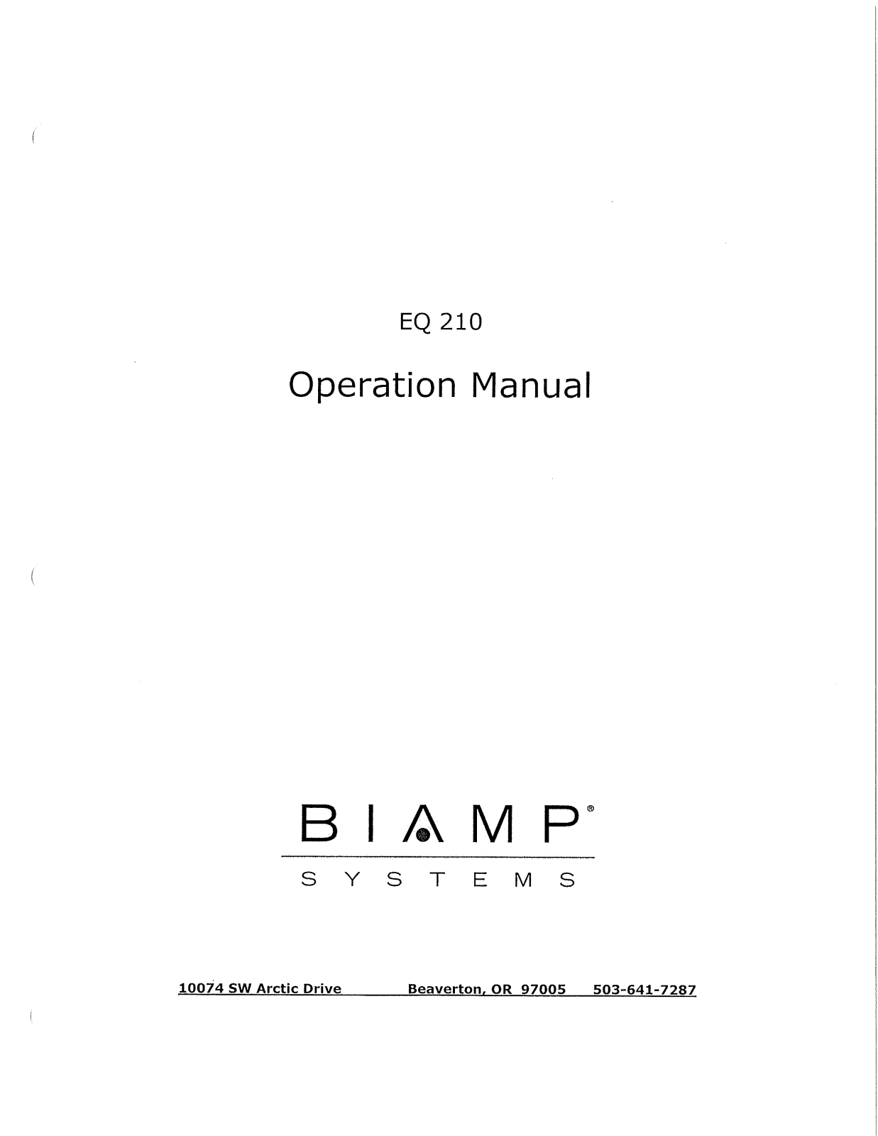 Biamp EQ 210 User Manual