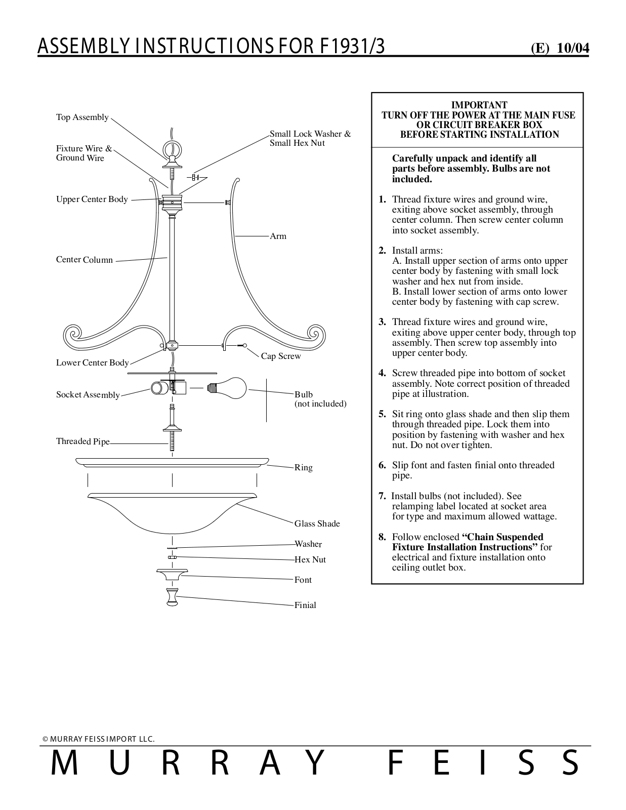 Feiss F1931-3 User Manual